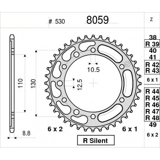 OGNIBENE 8059-R42 - звезда приводная ведомая (JTR479.42) OGNIBENE 8059-R42 - звезда приводная ведомая (JTR479.42)
