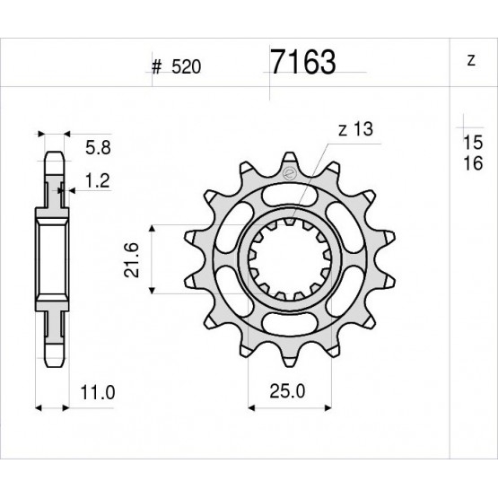 OGNIBENE 7163-Z16 - звезда приводная ведущая (JTF1581.16) OGNIBENE 7163-Z16 - звезда приводная ведущая (JTF1581.16)