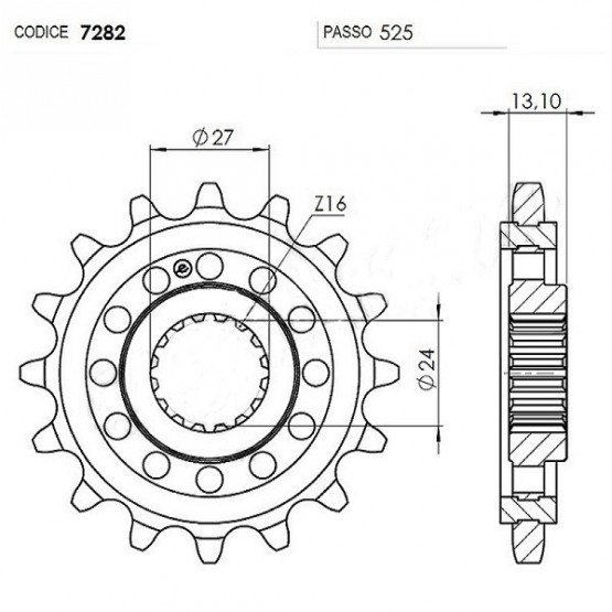OGNIBENE 7282-Z17 - звезда приводная ведущая (JTF444.17) OGNIBENE 7282-Z17 - звезда приводная ведущая (JTF444.17)