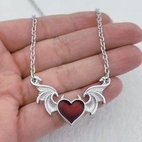 CNAE - подвеска Litle Gothic Heart Red-Silver