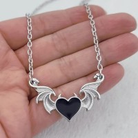 CNAE - подвеска Litle Gothic Heart Black-Silver