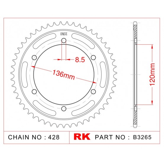 RK JAPAN B3265-48 - звезда ведомая (задняя) (JTR1847.48)