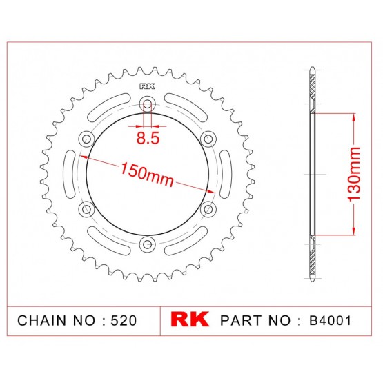 RK JAPAN B4001-47 - звезда ведомая (задняя) (JTR251.47)