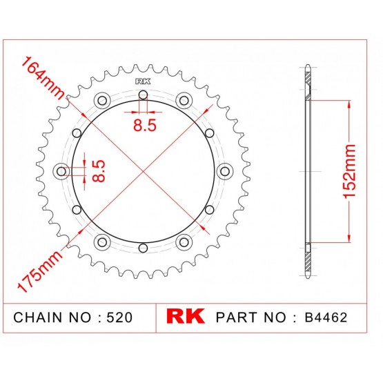 RK JAPAN B4462-50 - звезда ведомая (задняя) (JTR853.50)
