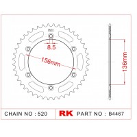 RK JAPAN B4467-45 - звезда ведомая (задняя) (JTR822.45)