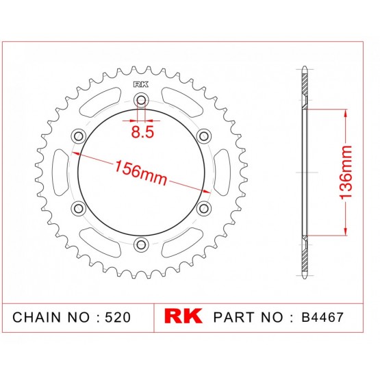 RK JAPAN B4467-45 - звезда ведомая (задняя) (JTR822.45) RK JAPAN B4467-45 - звезда ведомая (задняя) (JTR822.45)