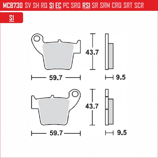 TRW MCB730SI - накладки тормозные