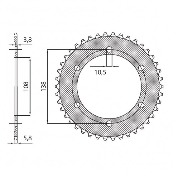 SUNSTAR 1-3516-38 - звезда задняя (JTR1220.38)