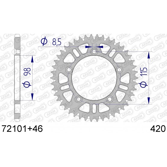 AFAM 72101+46 - звезда задняя самоочищающаяся алюминиевая (JTR894.46)