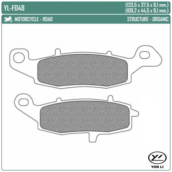 YONGLI YL-F048 - накладки тормозные