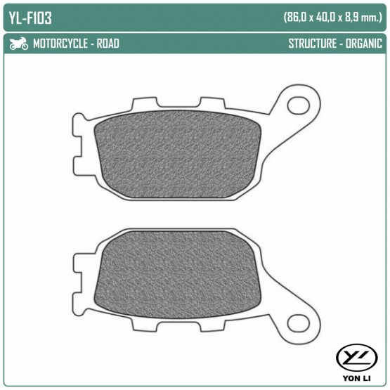 YONGLI YL-F103 - накладки тормозные