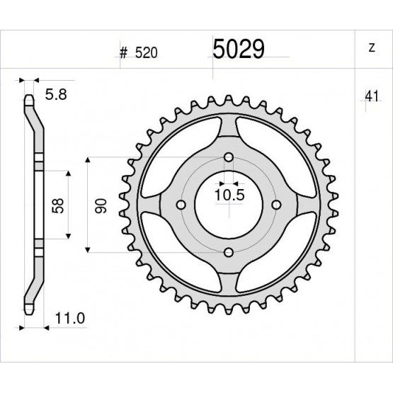 OGNIBENE 5029-041 - звезда задняя (JTR277.41)