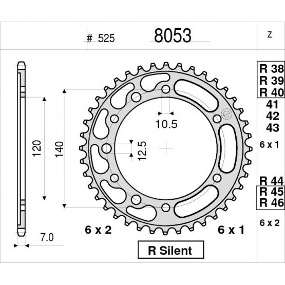 OGNIBENE 8053-R40 - звезда задняя (JTR498.40)