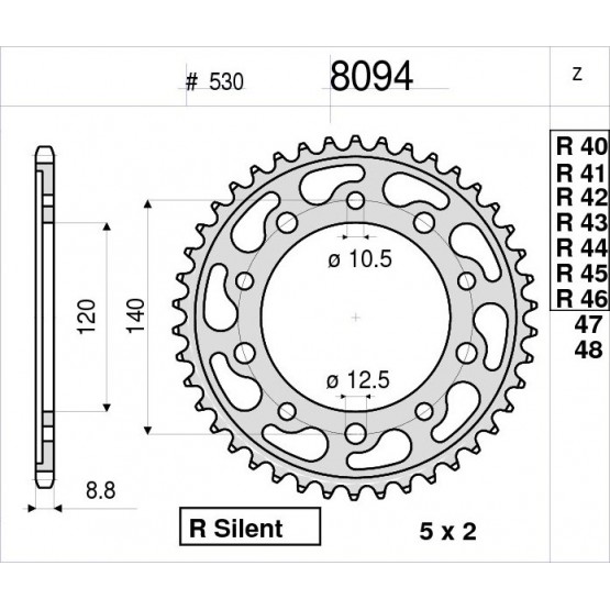 OGNIBENE 8094-R40 - звезда задняя (JTR1800.40, JTR1797.40)