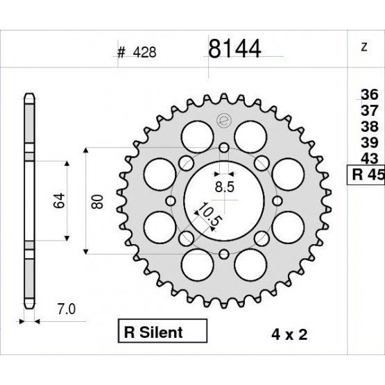 OGNIBENE 8144-Z45 - звезда задняя (JTR838.45)