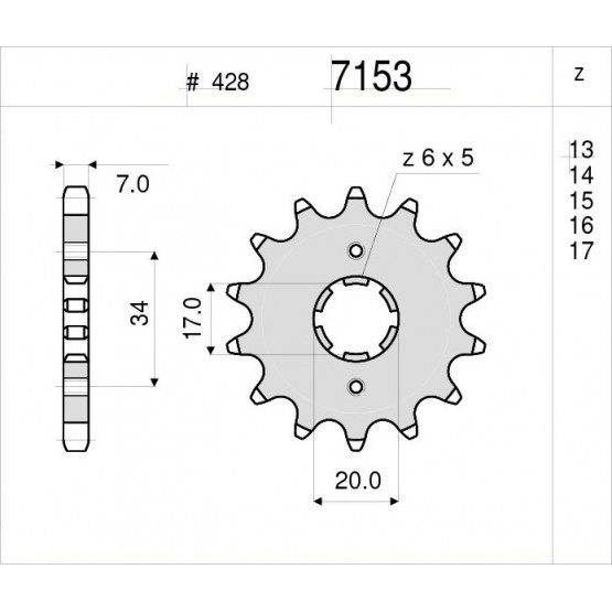 OGNIBENE 7153-14 - звезда передняя (JTF1264.14)