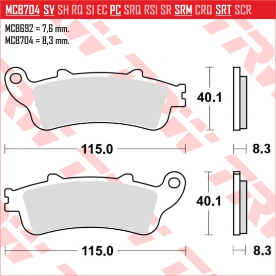 TRW MCB704SV - накладки тормозные