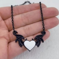 CNAE - подвеска Litle Gothic Heart White-Black