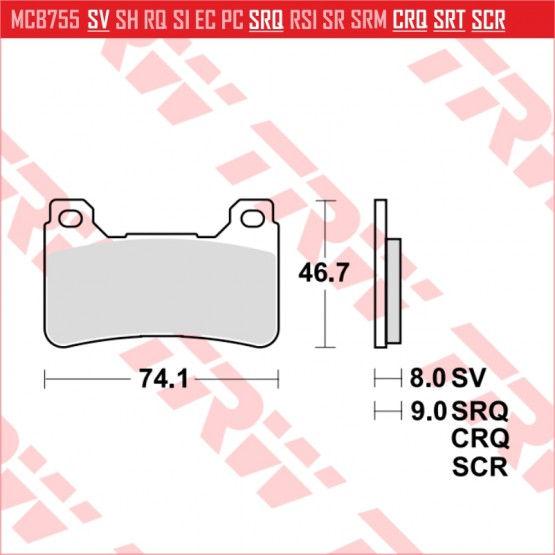 TRW MCB755SV - накладки тормозные