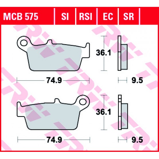 TRW MCB575SI - накладки тормозные