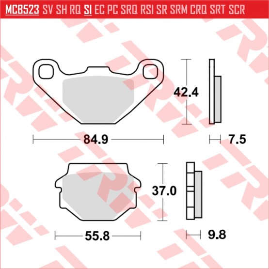 TRW MCB523SI - накладки тормозные