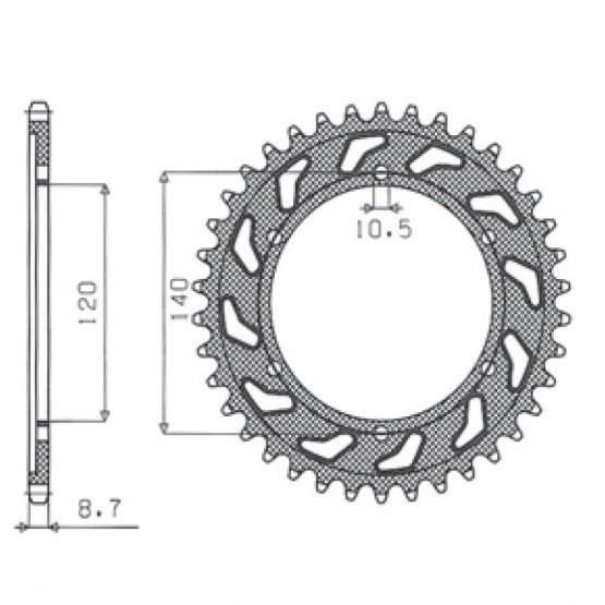 SUNSTAR 1-5526-40 - звезда задняя (JTR499.40)