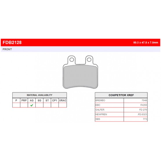 FERODO FDB2128AG - накладки тормозные