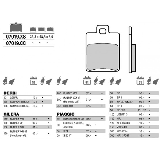 BREMBO 07019CC - накладки тормозные