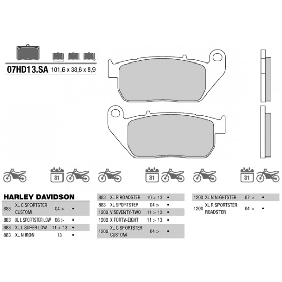 BREMBO 07HD13SA - накладки тормозные