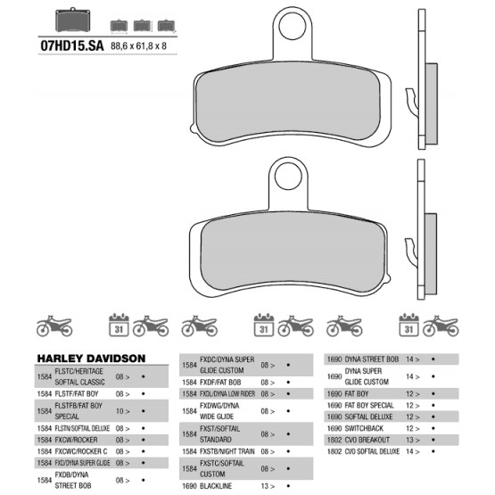 BREMBO 07HD15SA - накладки тормозные