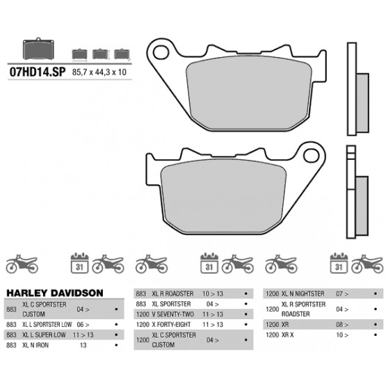 BREMBO 07HD14SP - накладки тормозные